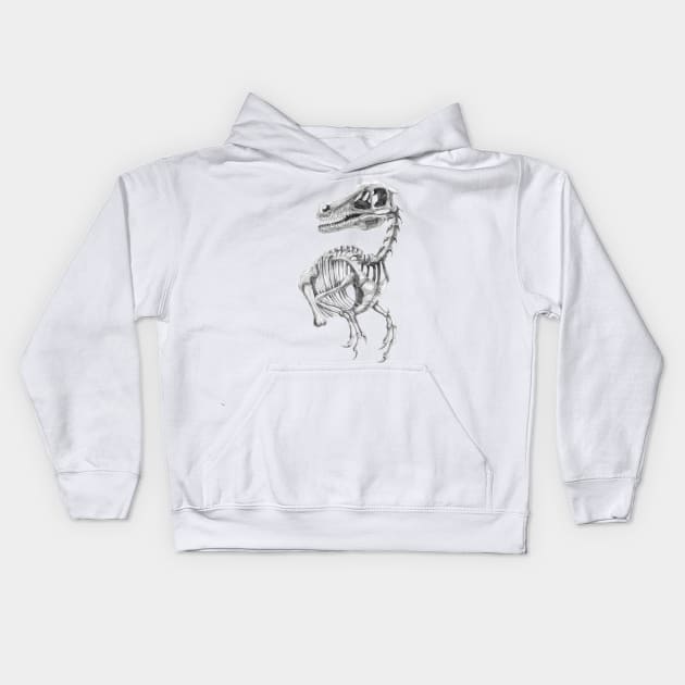 Raptor Skeleton Kids Hoodie by TimeSkiff